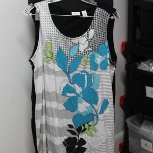 Weekends by Chicos black white blue tank top size 3 XL